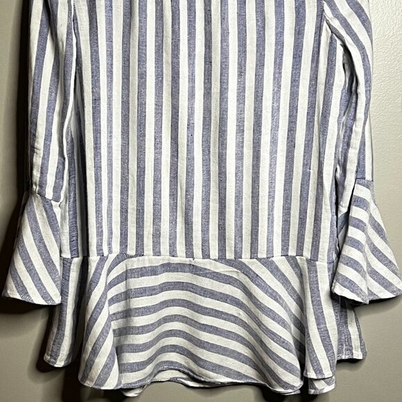 Alice & Olivia Doyle Trumpet Linen Peplum Top Size M - Picture 2 of 6